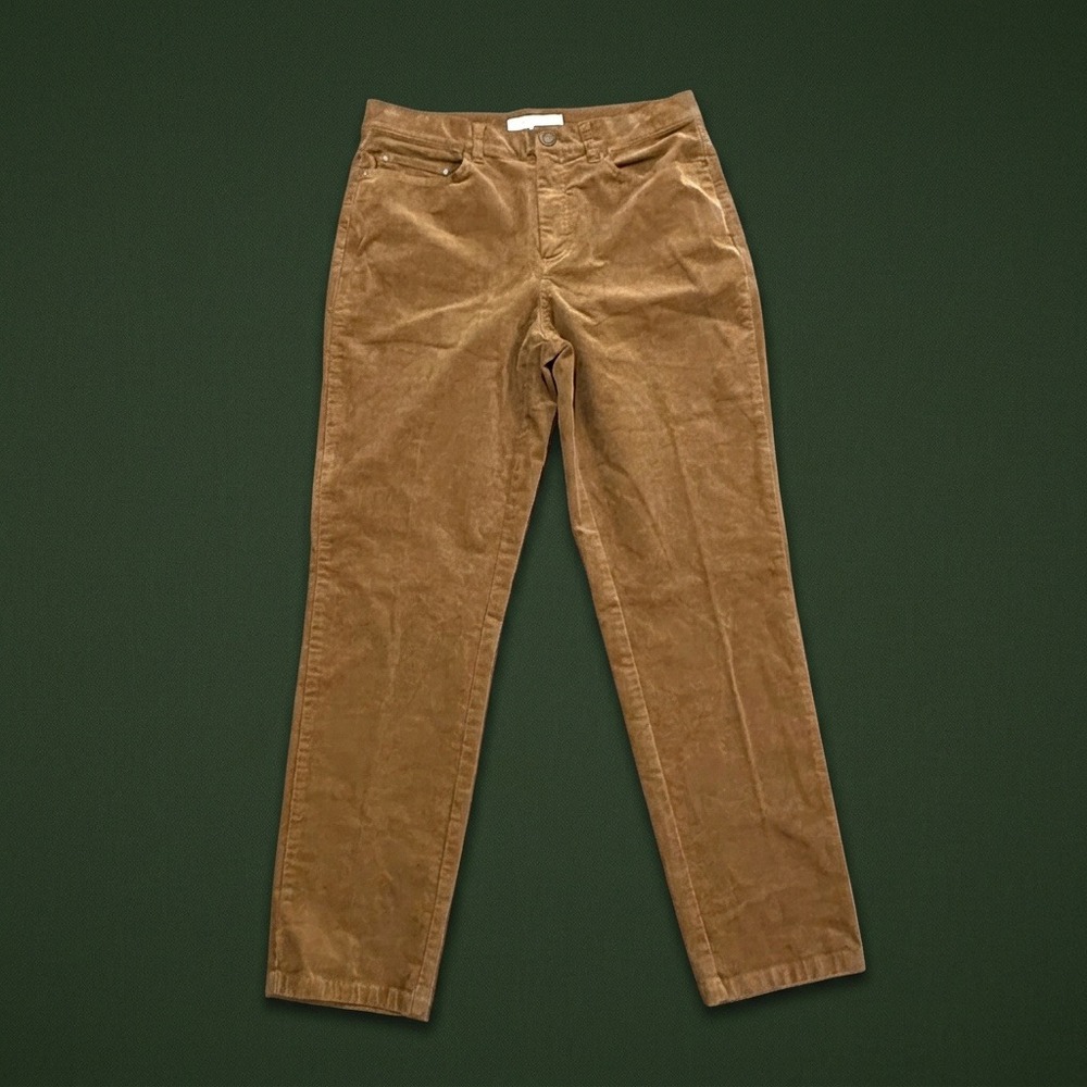 Brooks Brothers Womens Tan Corduroy Straight Leg Pants Size 8 Camel Brown